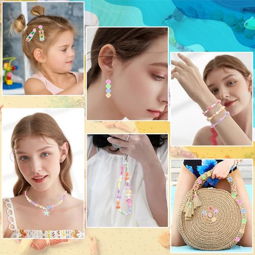 Augshy 700pcs Cute Acrylic Mini Shell Fish Starfish Beads for Party Decoration Making DIY Craft Accessories - style: Ocean Style
