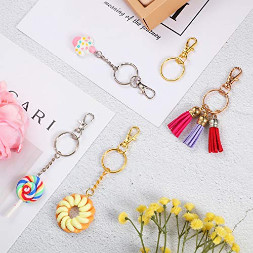 Hotop 100 Pieces Swivel Clasps Set 50 Piece Lanyard Snap Hooks with 50 Piece Key Chain Rings, Lobster Keychain Clip Hooks Lobster Claw Clasps for Keychain Jewelry DIY (Multicolored)