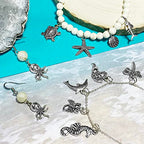 Heather's cf Silver Sea Charms – Antique Pendants, Non-Tarnish, Lead-Free & Nickel-Free, Bulk Ocean Animal Charms for DIY Jewelry, Bracelets, Necklaces, Earrings, Beach Craft Supplies (Sea Animals) - color: Seahorse charms-57pcs