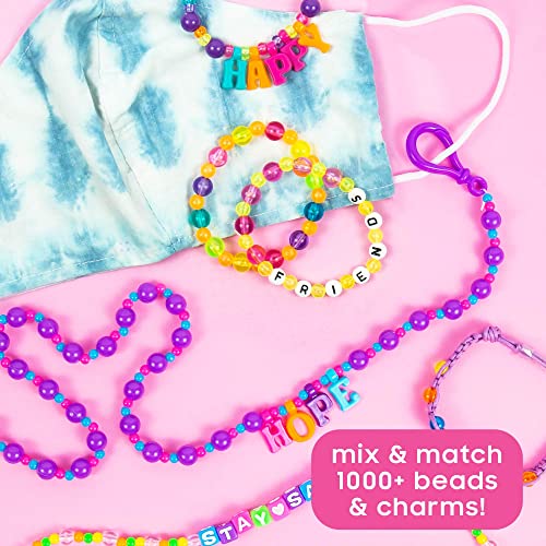 Just My Style ABC Beads by Horizon Group Usa, 1000+ Charms & Beads, Alphabet Charms, Accent Seed Star Wax Beading Cord, Satin Cord Key Ring Included, Bright, Small - style: ABC