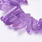 FASHEWELRY 1 Strand Natural Quartz Crystal Points Loose Beads Dark Orchid Flat Heishi Gemstone Loose Beads for DIY Jewelry Making - color: Dark Orchid