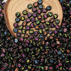 800pcs Number Beads Colorful Black Round Number Letter Beads 0-9 Mixed 4x7mm Plastic Shape Loose Beads for Jewelry Making Bracelets.