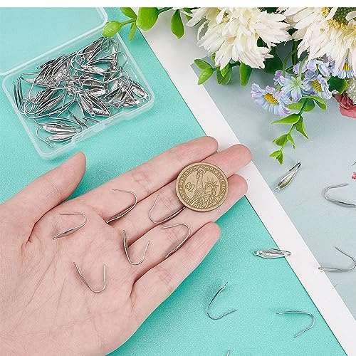SUNNYCLUE 1 Box 80Pcs Earring Hooks Stainless Steel Earring Findings Earring Hook with Loops Ear Wires Wide Fish Hooks French Earring Hooks for Pierced Ears Jewelry Making Supplies Hypoallergenic - color: 80pcs Stainless Steel Drop Shaped Earring Hooks