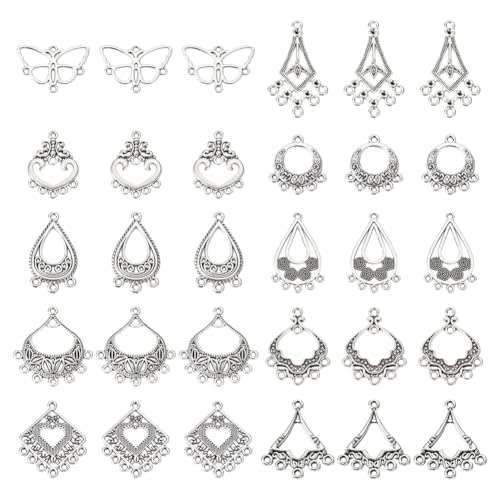 KISSITTY Tibetan Style Alloy Chandelier Component Links for Jewelry Making - color: Antique Silver # Mixed Shape 2