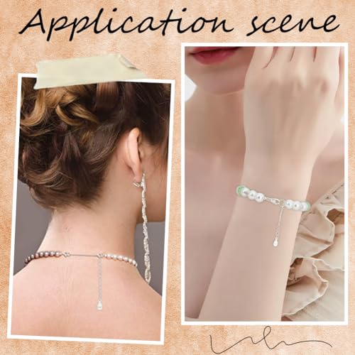 Beebeecraft 1 Box 10Pcs 925 Sterling Silver Chain Extender Necklace Bracelet Extension End Chains with Teardrop Chain Tabs S925 Stamp for Jewellery Making - color: Silver