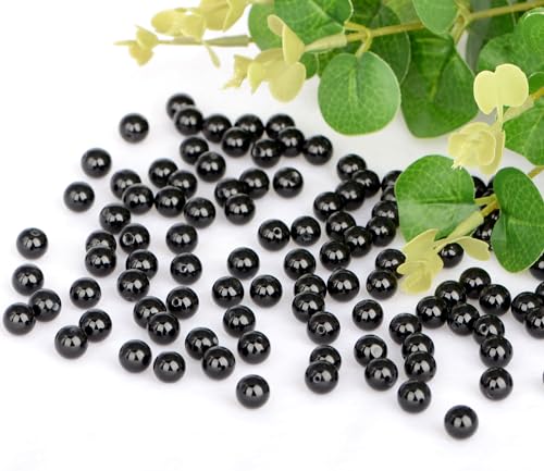 4mm 200pcs Natural Stone Round Beads Black Onyx Genuine Stone Beading Loose Gemstone DIY Charm Smooth Beads for Bracelets Necklaces Earrings Hole Size 1mm (Black Onyx 4mm) - color: Black Onyx, size: 4mm