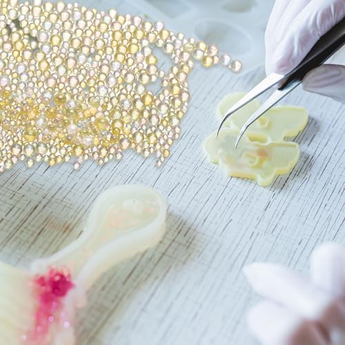 Iridescent Glass Tiny Bubble Beads, 0.4-3mm 20g No Hole Micro Mini Round Golden Yellow Water Droplets Beads - Applications: for Resin, Nail Art, Dollhouse Bath Tub, 2-Pieces - color: Golden Yellow, size: φ0.4-3mm