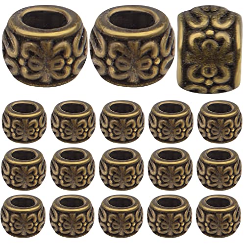 100pcs Antique Bronze Rondelle Spacer Beads - European Large Hole Vintage Tube Loose Spacer Beads for DIY Bracelet Jewelry Making, 8 x 5.5 mm, Hole: 4.3 mm - color: Antique Bronze