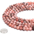 70PCS Natural 8MM Healing Gemstone, Pink Zebra Jasper Energy Stone Round Loose Beads, Semi-Precious Crystal Beads with Free Elastic String for Jewelry Making DIY - color: Pink Zebra Jasper, size: 8MM