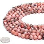 70PCS Natural 8MM Healing Gemstone, Pink Zebra Jasper Energy Stone Round Loose Beads, Semi-Precious Crystal Beads with Free Elastic String for Jewelry Making DIY - color: Pink Zebra Jasper, size: 8MM