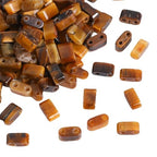 Beadia Natural Yellow Tiger Eye Stone Tila Beads 5x2mm Rectangle 2-Hole Spacer Beads for DIY Bracelet Earring Making 15"/Strand - color: Yellow Tiger Eye, size: 5x2mm