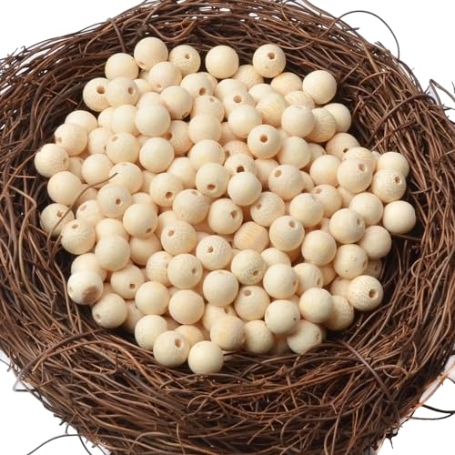 8mm Massive Beads Natural Wooden Round Loose Beads Jewelry Making with Thread 200 PCS(Golden Bamboo, 8mm) - color: Golden Bamboo, size: 8mm