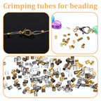 2500 Pcs 2x2mm Crimp Tube Bead Crimp Beads for Jewelry Making 5 Colors Plated Brass Column Stoppers Crimping Beads Tube for DIY Bracelet Earrings Necklace Accessories