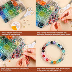 XSEINO 2400 Pieces 8mm Crack Glass Beads for Jewelry Making,48 Dazzling Colors Round Glass Beads for Making and DIY Crafts - color: 4Box Crackle Glass Beads
