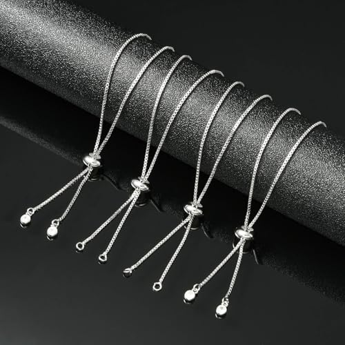 DanLingJewelry 20pcs Adjustable Slider Bracelet Slider Extender Chains with Rhinestones Ends for Jewelry Making DIY 8 Inches(226mm) P - color: StyleⅠ-20 pcs-Platinum