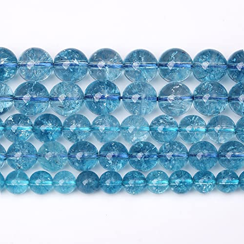 4mm 90pcs Blue Topaz Crystal Quartz Natural Stone Round Loose Beads for Jewelry Making DIY Bracelet Necklace Earrings (Blue Crystal, 4mm) - color: Blue Crystal, size: 4mm