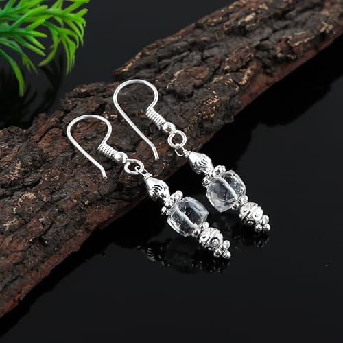 Natural Gemstone Dainty Earrings, Silver Plated Hypoallergenic Jewelry, Handmade Healing Crystal Lightweight Earring, Polished Stones, Elegant Birthday Statement Gift for Women