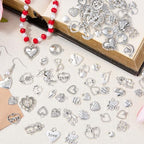Charms for Jewelry Making Bulk Antique Silver Tibetan Alloy Pendants Love Word for Earring Bracelet Necklace - style: Heart