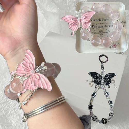 8pcs Butterfly Beads for Pens 64mm Colorful Rhinestone Beads for DIY Bracelet Necklace Earrings Keychain Making - color: 3D Advanced-8pcs
