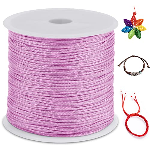 0.8mm Nylon Cord 328 Feet Satin Rattail Cord Nylon String for Bracelets Making, Jewelry String Macrame Cord Bracelet Thread for Necklace Chinese Knotting Beading Jewelry (Pink) - color: Pink, size: 0.8mm