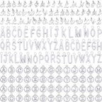 SANNIX 156Pcs/6 Sets Letter Charms, Alphabet ABC Letter Charms 3 Styles Capital A-Z DIY Bracelet Necklace Pendants with 200Pcs Open Jump Rings for Jewelry Making, Antique Silver - color: Silver