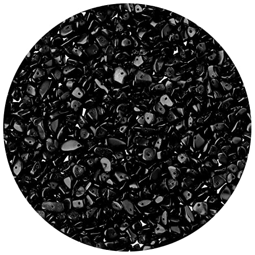 LAIDANLA Black Obsidian 400pcs Natural Chip Stone Beads 5-8mm Healing Crystal Irregular Gemstones Drilled DIY Loose Rocks Bead Crystal for Bracelet Earrings Necklace Jewelry Making Crafting - color: K-Black Obsidian