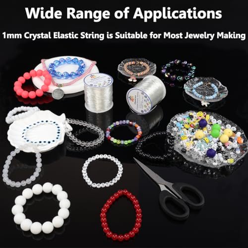 0.8 mm Stretchy Bracelet String, 2 Rolls of Crystal Clear Elastic Cord for Bracelets, Necklaces, Beading, and Jewelry Making (200 m)