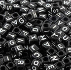 ToBeIT Acrylic Alphabet Letter A-Z Cube Beads 1000 pcs for Jewelry Making, Bracelets, Necklaces(6mm) (Black) - color: black
