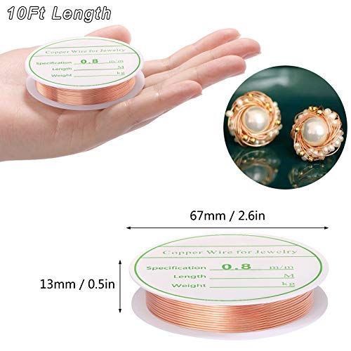 MIKIMIQI 2 Pack Jewelry Wire - 20 Gauge Tarnish Resistant Copper Beading Wire for Jewelry Making, 0.8mm X 3m Each (Silver, Rose Gold) - color: Silver,Rose Gold