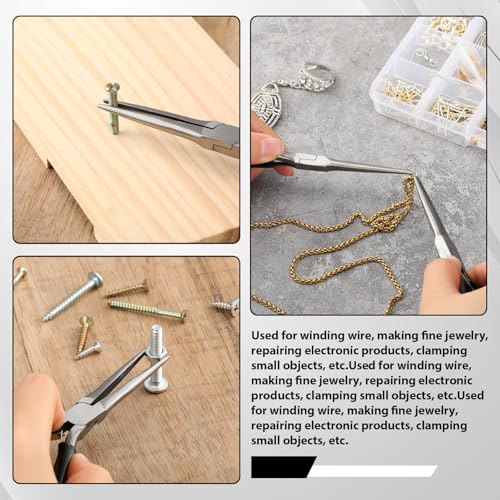 10 Pcs Mini Needle Nose Pliers Bulk, 6 Inch Precision Pliers Set with Extra Long Tips for Jewelry Making, Wire Wrapping, Small Object Gripping, DIY Project (Black) - color: Black