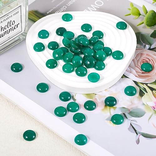 Crafans 50Pcs 6mm Half Round Gemstone Cabochons Dyed Natural White Jade Flat Back Stone Cabochons Domes No Hole Healing Power Stone Chakra Crystal Beads for Jewelry Making - color: Jade-Sea Green, size: 6mm