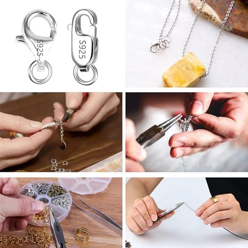 925 Sterling Silver Lobster Claw Clasps Set, Lobster Connector Clasp Closures with Open Jump Rings for Necklace Bracelet DIY Jewelry Finding Supplies (26pcs) - color: 26PcsA