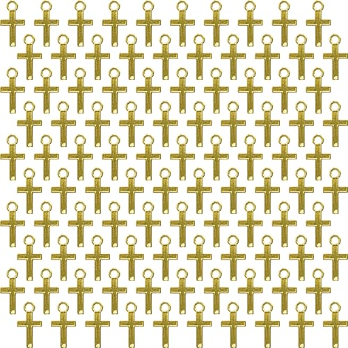 Zirconia Crystal Rhinestone Cross Charms for Jewelry Making Bracelet Necklace Choke Earring Pendant Key Chain Craft Supplies DIY Accessories - color: F_Gold _100Pcs