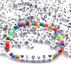 Acrylic Letter Beads 4mm Flat Round, 6mm Square - Beads for Making Friendship Bracelet or Necklace (Square White Plus Black) - color: Square White Plus Black