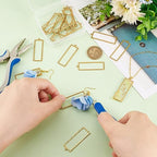 BENECREAT 20Pcs Golden Rectangle Brass Pendants, Hollow Geometric Metal Pendants Frames Open Bezel Charms for DIY Crafts Jewelry Making - color: Rectangle