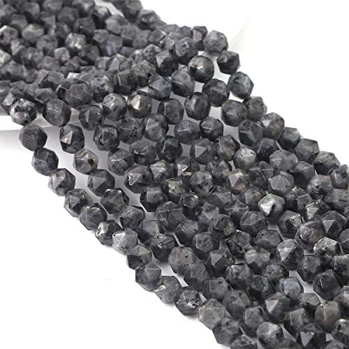 BEADIA Faceted Natural Black Spectrolite Stone Round Beads 10mm 36cm/Strand for Jewelry Making - color: Black Spectrolite, size: 10mm
