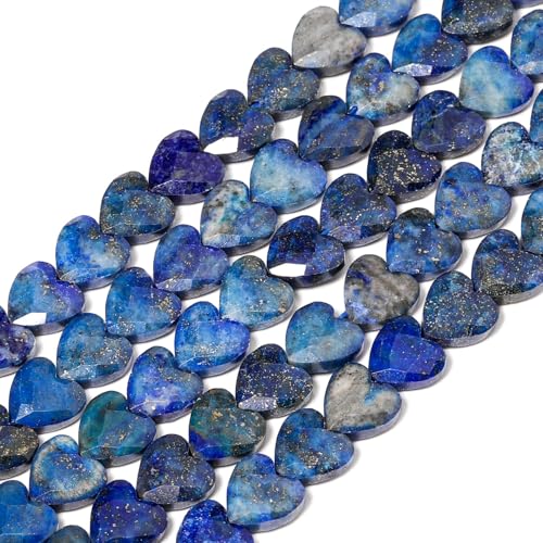 22pcs Faceted Heart Stone Beads Natural Lapis Lazuli Bead 8mm Crystals and Healing Stones for Jewelry Making Supplies,Friendship Bracelet Kit,Love Gifts - color: Lapis Lazuli