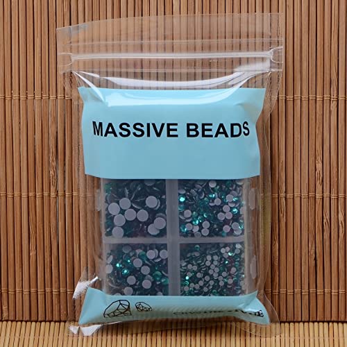 4000Pcs Mixed Size Hot Fix Round Crystals Gems Glass Stones Hotfix Flat Back Rhinestones (Blue Zircon) - color: Blue Zircon, size: 4000 Count (Pack of 1)