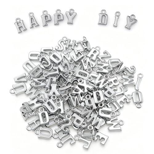 400pcs Large Alphabet Letter Beads,A-Z Large Alphabet Letter Charms for Jewelry Making, Bracelets, Necklaces, Keychains, DIY Crafts, Plastic Beads for Personalized Accessories (Silver Color-A) - color: Silver Color-A