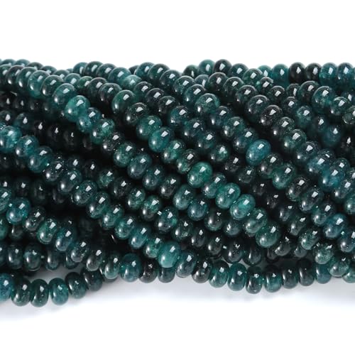 76pcs 5x8mm Natural Stone Dark Blue Jade Rondelle Spacer Loose Beads Abacus Disk Stone Round Loose Gemstone Beads for Jewelry Making DIY Bracelet Necklace - color: Dark blue jade Stone, size: 5x8mm Abacus Disk