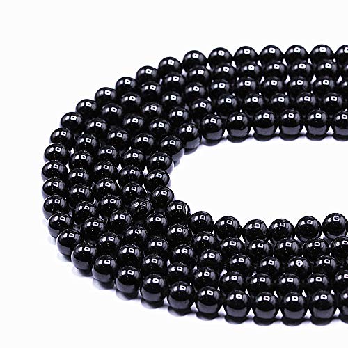 Natural Gemstone Loose Beads Smooth Round Approxi 15 inch DIY Bracelet Necklace for Jewelry Making (6mm, Black Tourmaline) - color: Black Tourmaline, size: 6mm