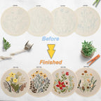 Bonroy 4 Sets Embroidery Set for Beginners, Art Craft, Easy Sewing, Includes Embroidery Clothing, Pattern, Embroidery Hoop, Instruction Manual, Colorful Thread Stitch Set (11) - color: flowers 11
