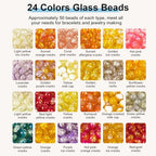XSEINO About 1200pcs 6mm Crack Glass Beads Bracelet Making Kit,24 Style Crack Sunshine Yellow Series Colorful Crystal Beads for Jewelry Bracelet Making,DIY Crafts,Friendship Bracelets,Necklaces - color: Autumn Yellow