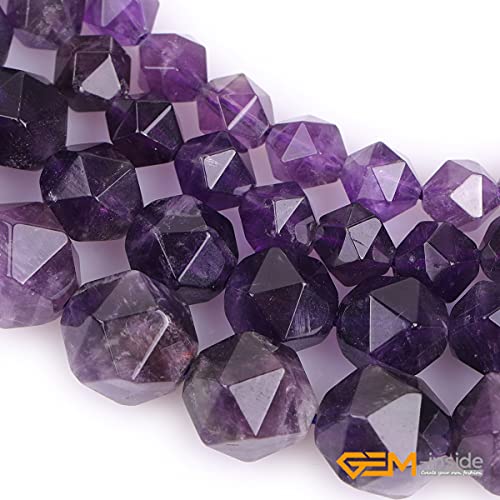 GEM-Inside Natural 6mm Amethyst Gemstone Loose Beads Faceted Purple Square Cambay Crystal Energy Stone Power for Jewelry Making 15" - color: Amethyst, size: 6mm