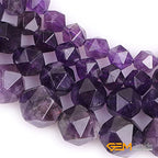 GEM-Inside Natural 10mm Amethyst Gemstone Loose Beads Faceted Purple Square Cambay Crystal Energy Stone Power for Jewelry Making 15" - color: Amethyst, size: 10mm