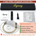 Titanium Necklace for Men Women - Magnetic Necklace Ultra Strength Magnets - with Adjustable Sizing Tool and Present Box - color: Silver & Gold