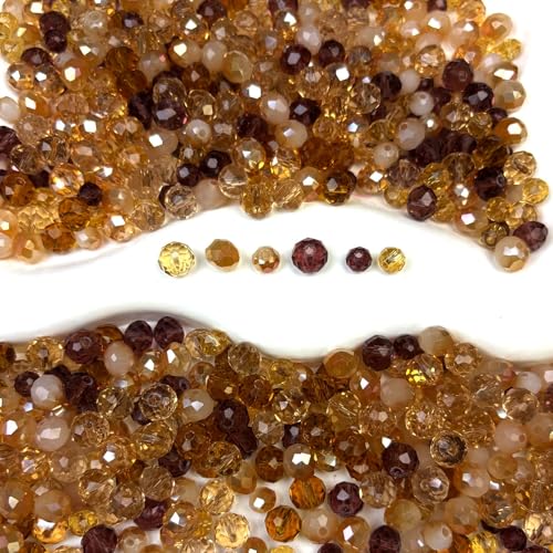 430PCS Glass Beads for Jewelry Making, 6/8 mm Brown Color Crystal Bulk Beads for DIY Bracelet Necklace Earring Craft, 3 Colors Assorted Glass Loose Bead - color: brown