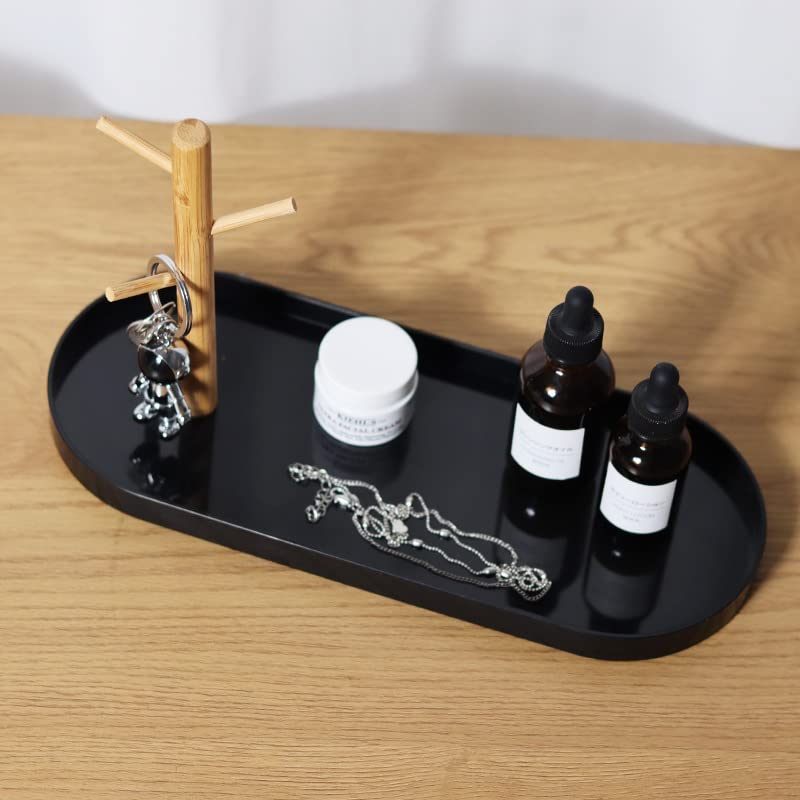 Shinpuru Key Tray & Key Bowl, Jewelry Tray with Wood 3-Tier Hanging Organizer - Multi-Functional Entryway Tray, Perfect for Key Bowl, Ring Holder, Jewelry Dish Organize (Black Oval) - color: Black Oval