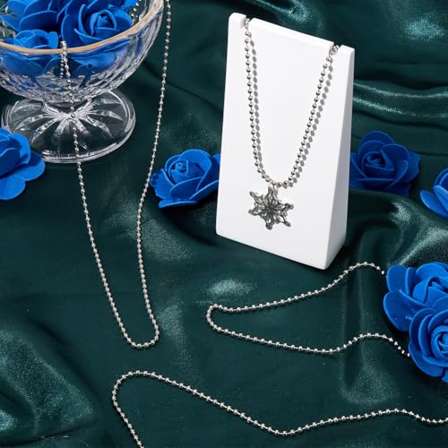 1 Box 30Pcs 24 Inch Silver Ball Chain Necklace Bulk Ball Bead Necklace Chains Metal Adjustable Ball Beads Chain with Connector Clasp for Jewelry Making Chains Supplies DIY Necklace Crafts - color: Silver
