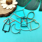 Oubaka 60Pcs Open Back Bezels Pendants,10 Styles Hollow Frame Pendants Casting Frame Pendant Open Back Bezel Pendant for Jewelry Findings,Earrings,Necklace,Bracelet,DIY Crafts(6 Colors) - color: 6 Colors;6 Styles